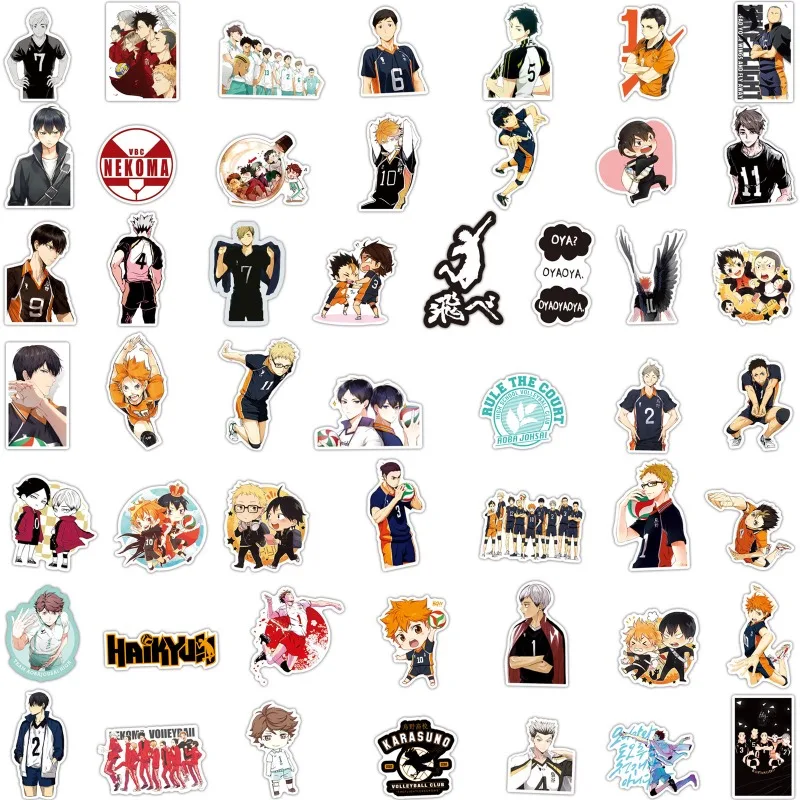 50pcs Anime Haikyuu!! Graffiti Stickers Water Cup Suitcase Skateboard Helmet Laptop Waterproof Decorative Stickers