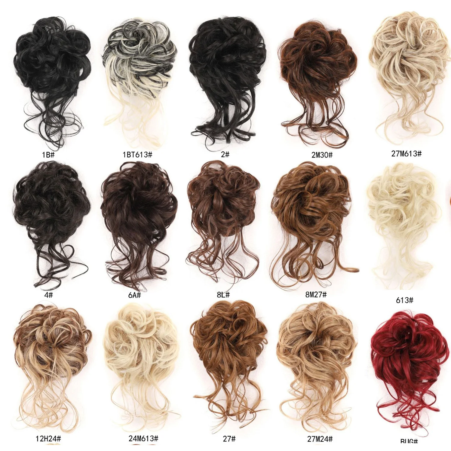 Synthetic Girls Curly Scrunchie Chignon With Rubber Band Brown Gray Hair Ring Wrap On Messy Bun Ponytails