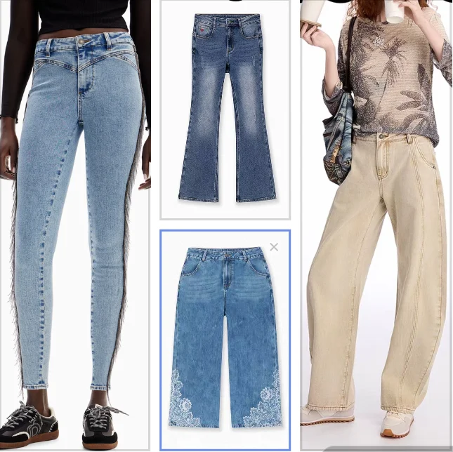 

Foreign trade original single Spanish new embroidered raw edge stretch jeans for women