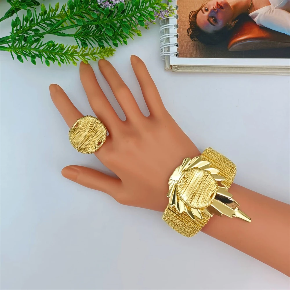 EMMA مجموعات مجوهرات الزفاف الفاخرة المصنوعة يدويا دبي مطلية بالذهب نيجيريا حفل زفاف مجموعات قلادة للنساء هدايا عيد ميلاد الأم #4