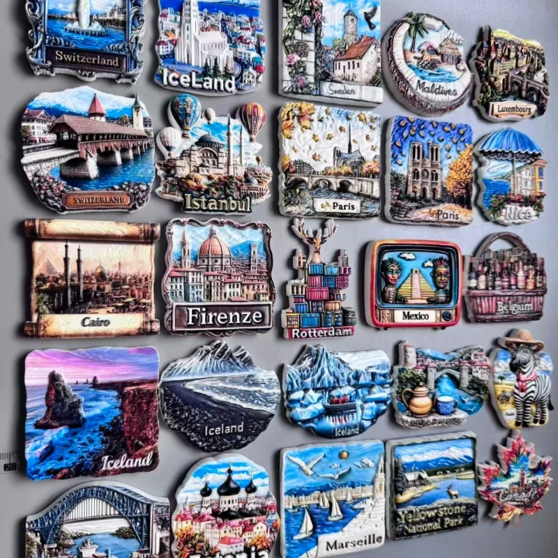 Fridge magnets Geneva Switzerland Cairo Iceland Istanbul Firenze Estonia Paris Rotterdam Mexico Luxembourg Nice Canada