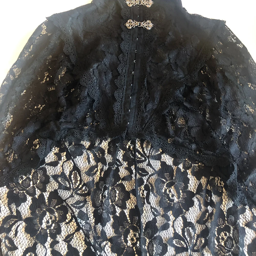 Chal de cuello alto para mujer, capa de encaje Medieval Vintage, moda de lujo, capa gótica Retro elegante, Ponchos cortos para fiesta