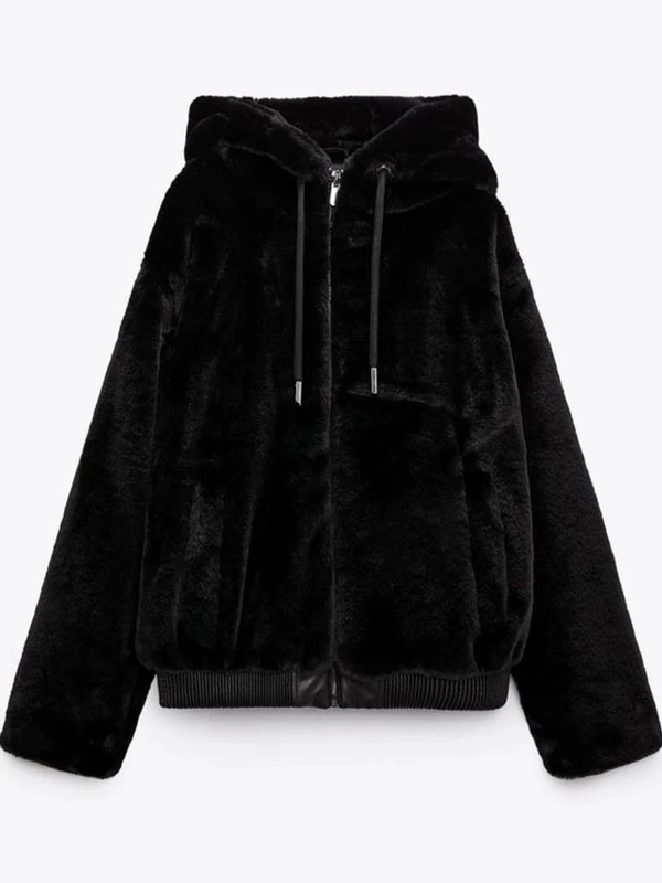 Fall Winter New Women's Jacket Coat Hooded Artificial Fur Effect Outerwear 6318228 712 Commute Style Loose Fit Long Sleeve