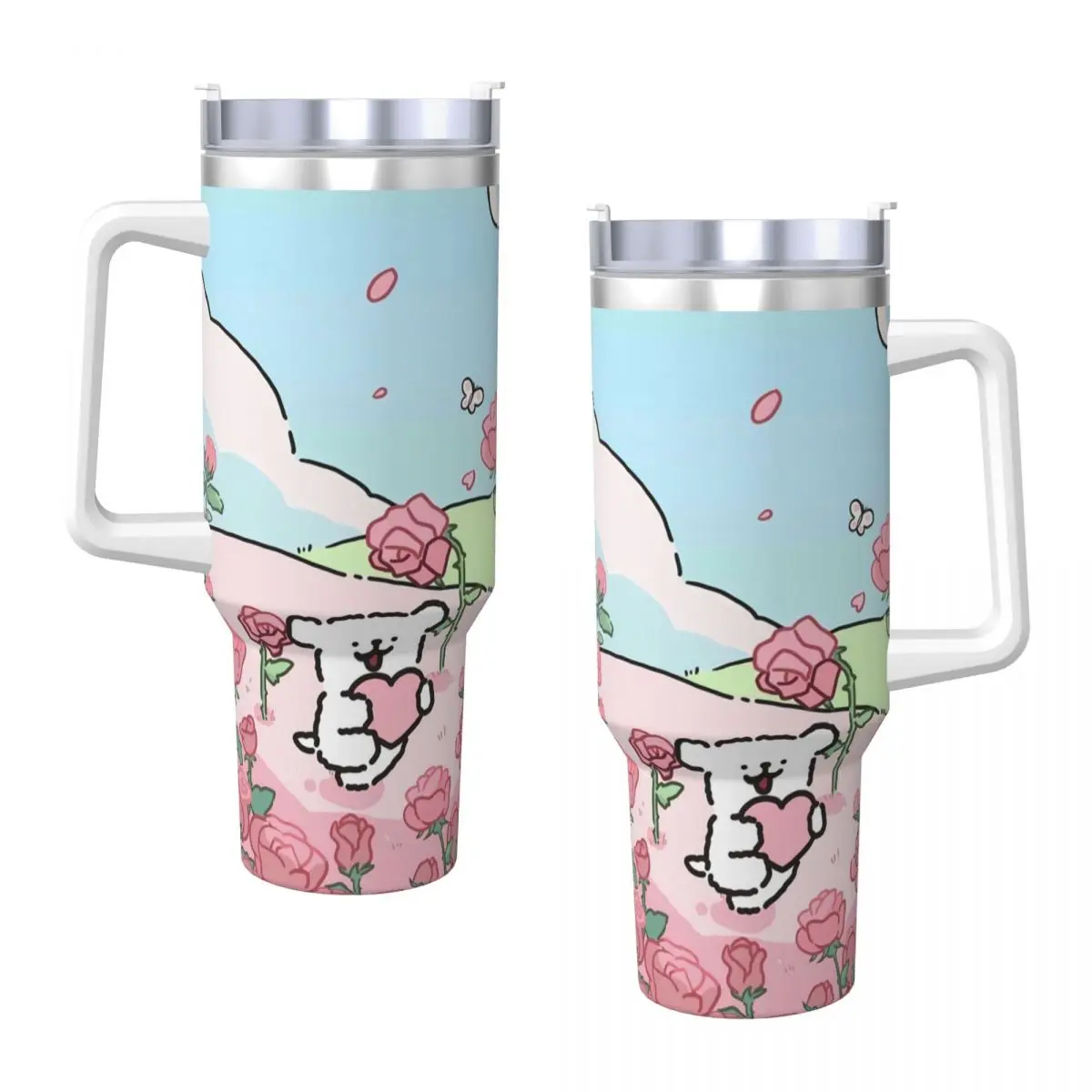 Maltese Line Dog Stainless Steel Tumbler Beach Mugs Cup Large Capacity Thermal Mug Heat Preservation Hot Drinks Milk Tea Bottle