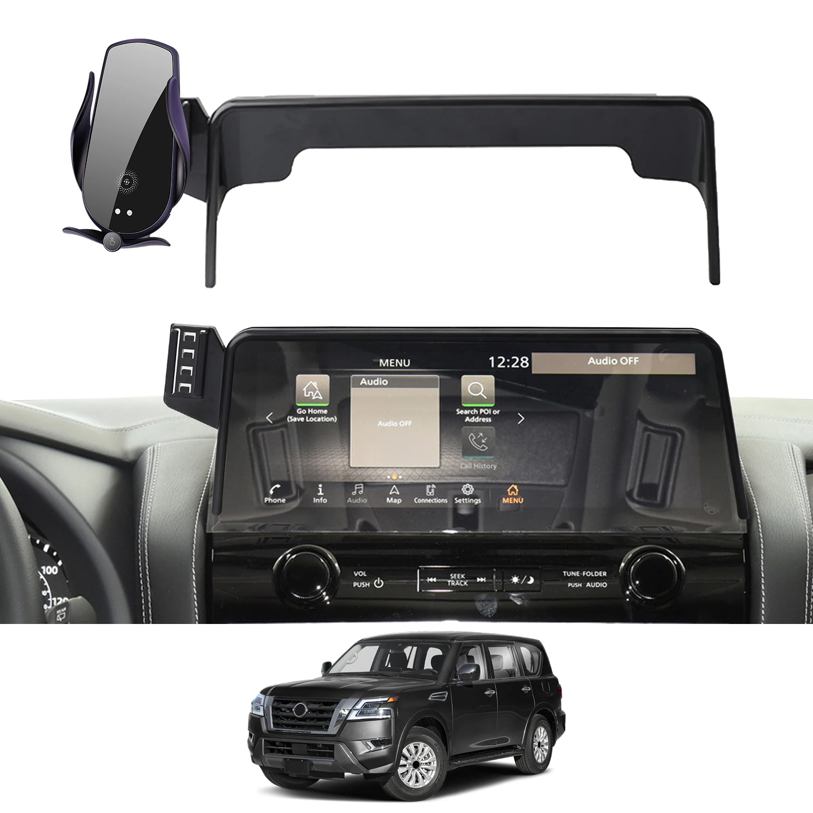 

for Nissan Armada Y62 2021 2022 2023 Phone Holder Screen Fixed Navigation Bracket Base Wireless Charging Accessories