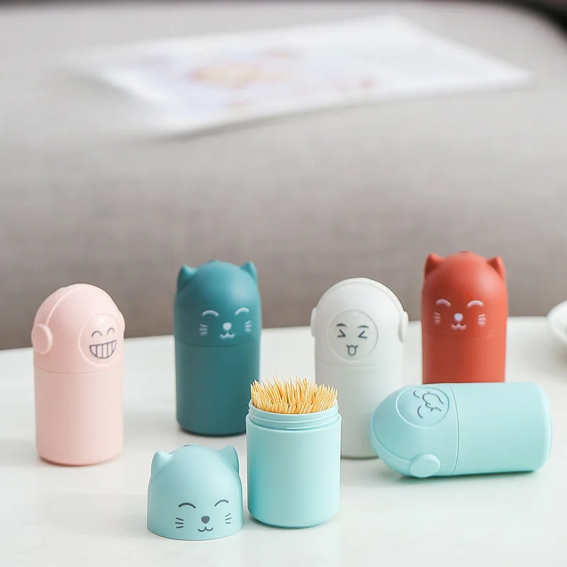 Home Desktop minimalist ische dekorative Verzierung kreative Cartoon Zahnstocher Flasche Kunststoff Cartoon niedliche Katze staub dichte Zahnstocher können