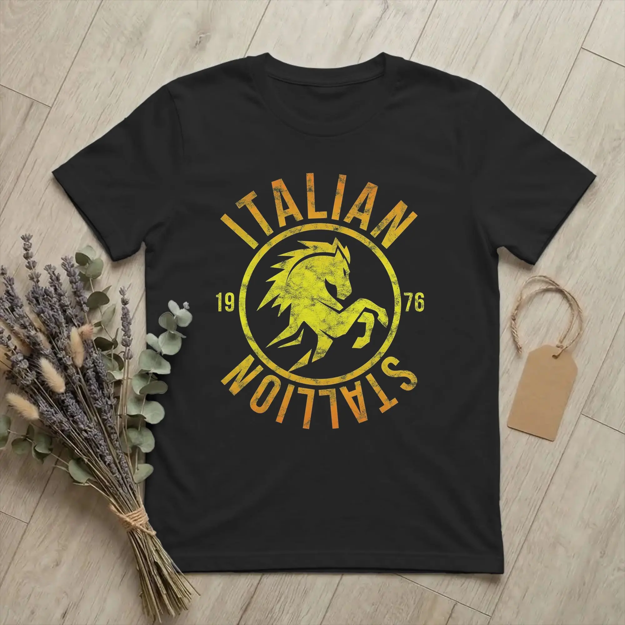 Novelty Rockys Italian Stallion Horse 1976 T-Shirt Men Cotton T Shirt Boxing Movie Short Sleeve Tees Graphic Printed Clothing