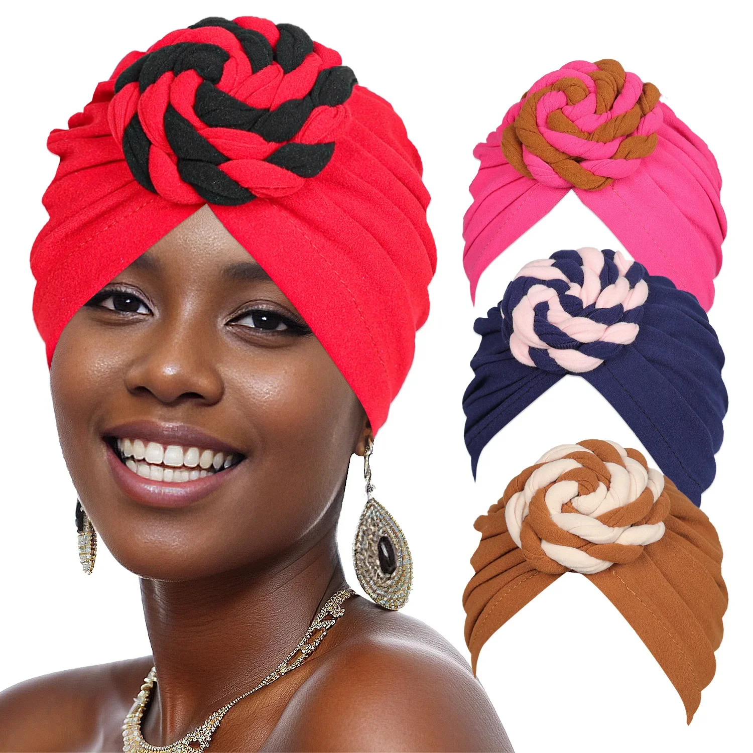 Chapéu indiano atado gorro feminino muçulmano plissado hijab chapéus internos câncer quimio boné perda de cabelo lenço gorros envoltório turbante mujer