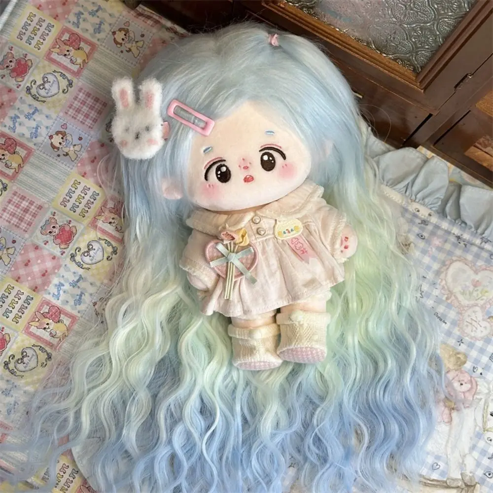 Peruca de algodão colorido para DIY Idol, cabelo estrela, bonito e doce boneca de pelúcia perucas, peça única, 20cm