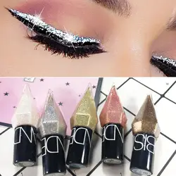 Sombra de ojos líquida de diamante nacarado, 5 colores, lentejuelas, maquillaje suave, Mini cepillo fino, delineador de ojos, brillo y cabeza