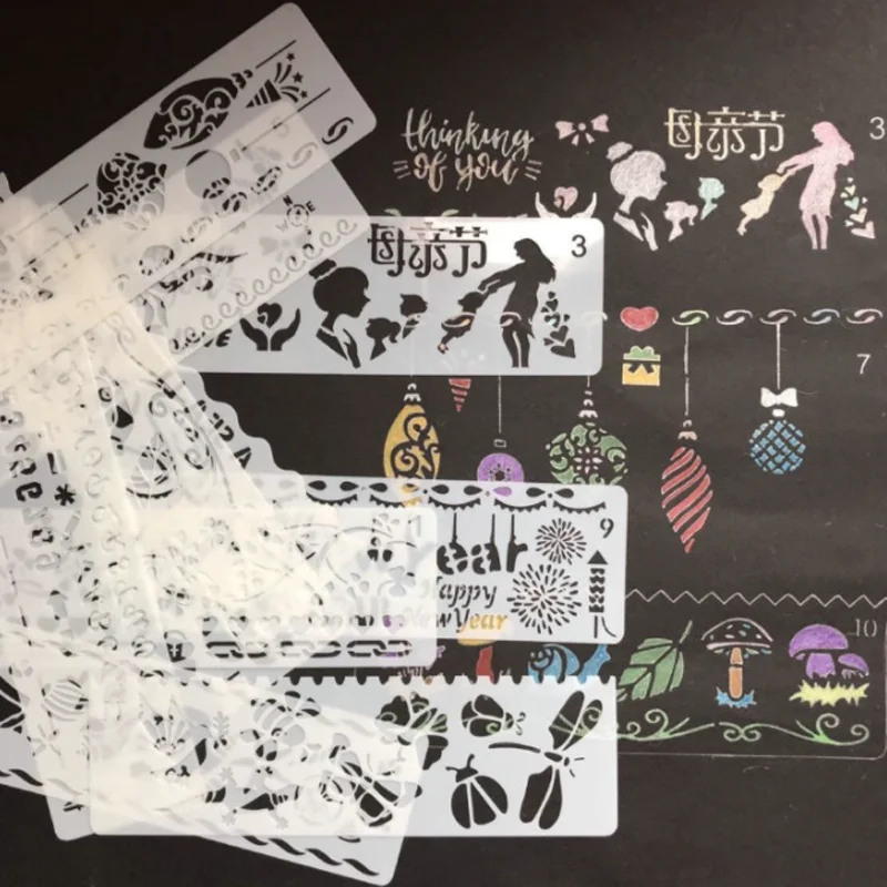 Multifunctional Hollow Lace Ruler Stencil DIY Layering Wall Scrapbooking Coloring Embossing Decorat Paper Card Painting Template