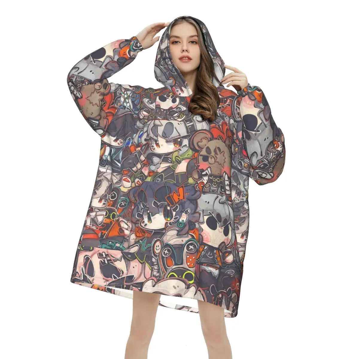 Zenless Zone Zero Blanket Hoodie Wearable Blanket Large with Pocket Warm Sleeping Bag Soft Cozy Onesie