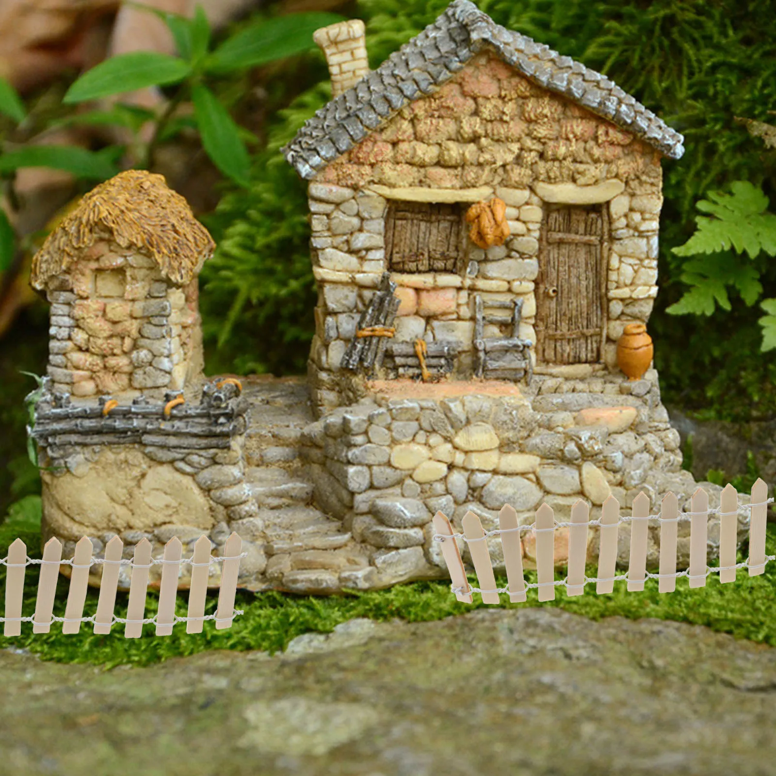 

Miniature Wooden Fence Original Color Fairy Garden Mini House Micro Plant Pot Decoration Micro Landscape Accessories