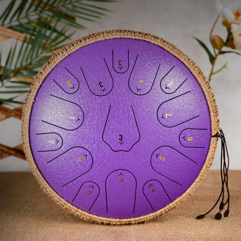 Professional Steel Tongue Drum 14 Inch 15 Notes Meditation Music Drums Ethereal Drum Sound Healing Beginners Percussion Gifts