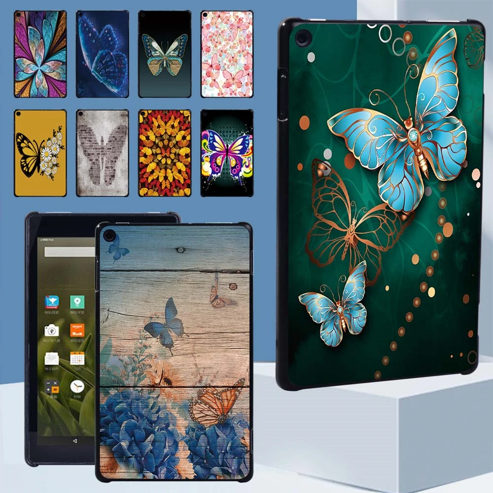 

Tablet Case for Fire HD 10 Plus/5th/7th/9th/11th/HD 8 Plus/6th/7th/8th/10th/Fire 7 5th/7th/9th Butterfly Print Hard Shell Cover