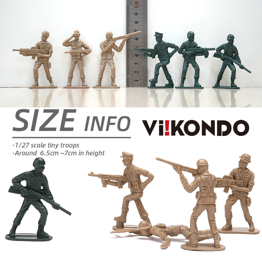 ViiKONDO Esercito Uomini Giocattolo Militare Action Figure 2.5 ''Grande Figurina 44 Pezzi Verde vs Tan Soldato di Plastica Trouppe 7 Poses 6.5 cm Gioco di Guerra