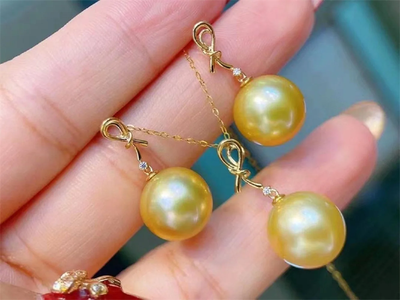 

Gorgeous Pearl AAAA10-11mm Natural South Sea Round Pearl Pendant 18 inch+Earring Set 925 seconds