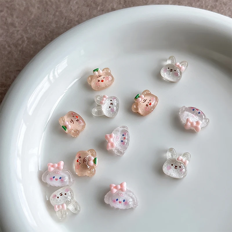 5 قطع البسيطة الكرتون مسمار الفن زينة مسمار سحر kawaii لطيف الدب القوس أرنب مسمار الفن مجوهرات diy الديكور