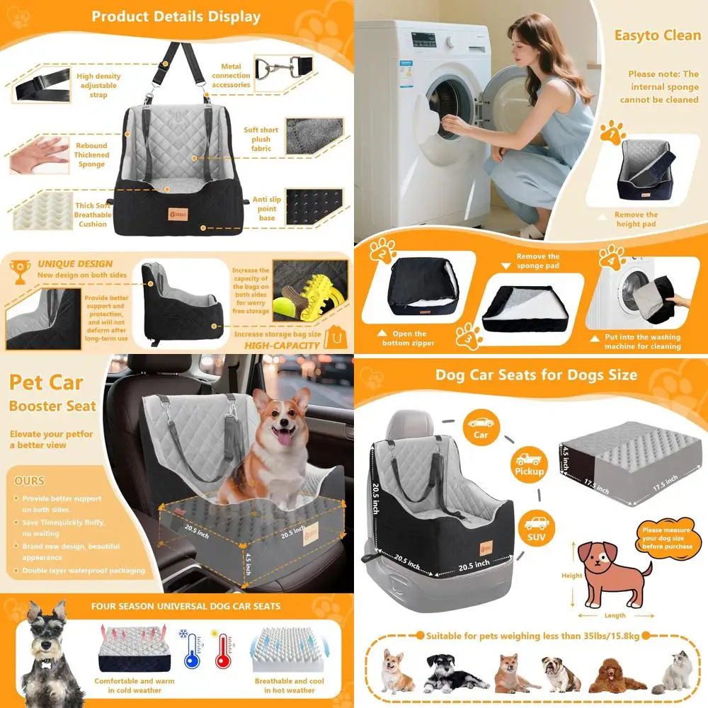 

Автокресло для собак для маленьких/средних собак до 40 фунтов, автомобильные сиденья из пены с эффектом памяти и бархата, съемный и моющийся Booste для домашних животных