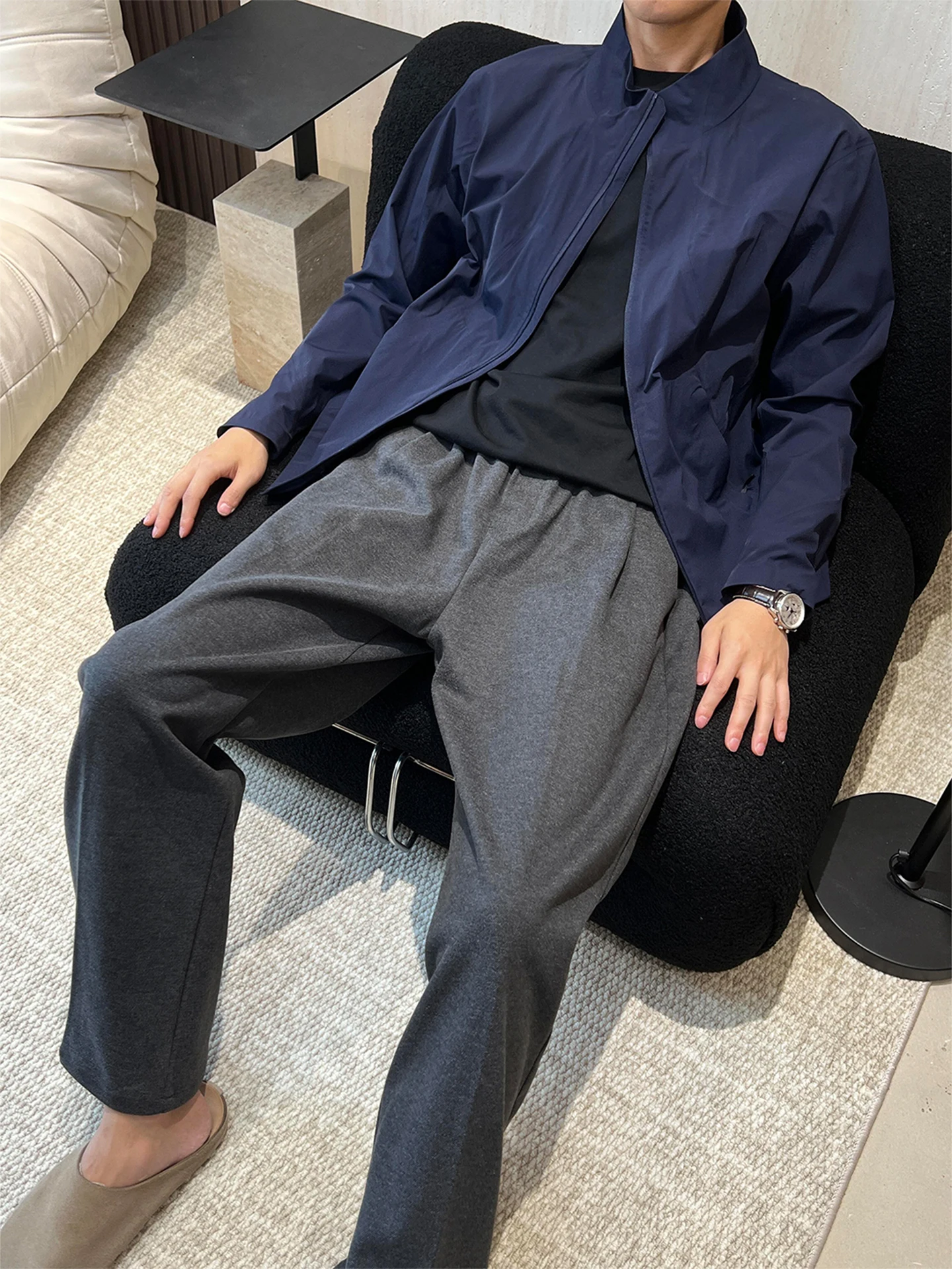 

Cleanfit Men's Woolen Straight Leg Pants Autumn Season Casual Spor Sweatpants Drapey Old Money Sle mid Waist Straight Pants