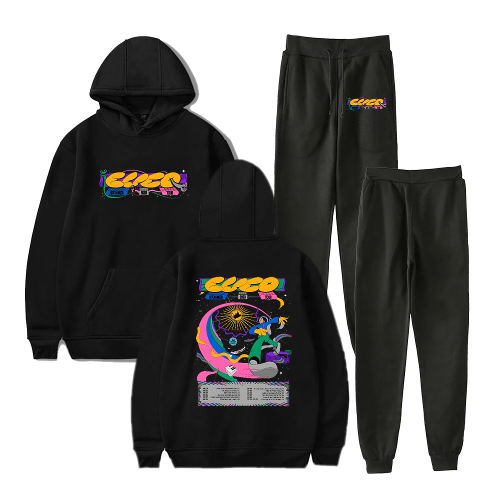 Cuco Hitchhiker Tour Hoodie Jogger Pants Two Piece Set Sweatshirts+Sweatpants Hip Hop Rapper 2023 Tour Men Women's Set