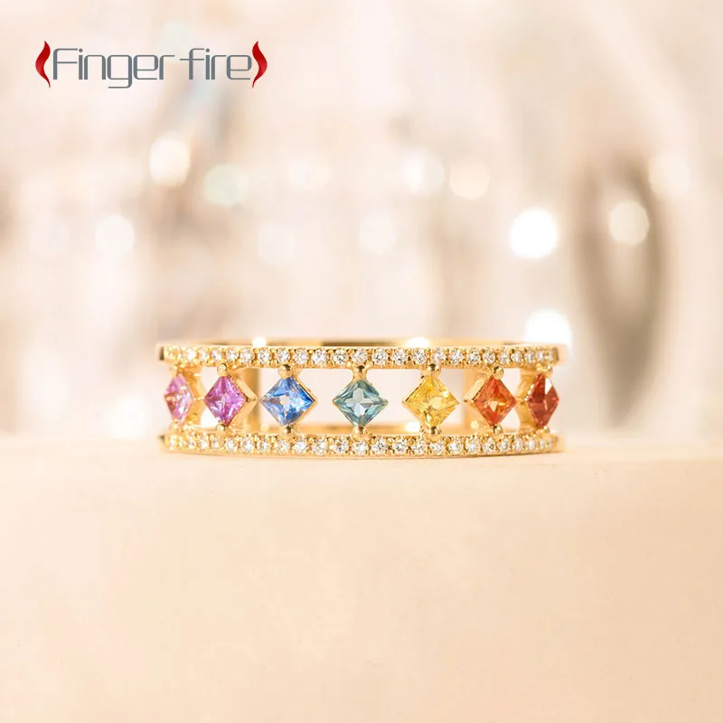 

Fashion Gold Plated Colored Cutout Women's Ring Anniversary Gift Beach Party Noble Jewelry