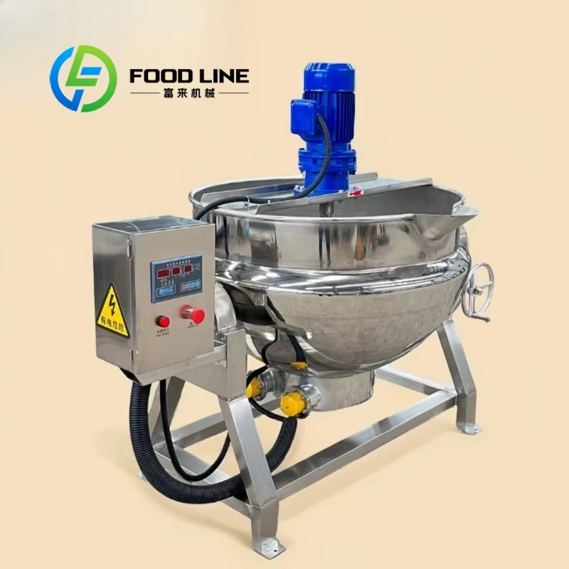 Customized Electric 100L Stainless Steel Stirring Boiling Cooking Pot with Mixer Jacket Kettle