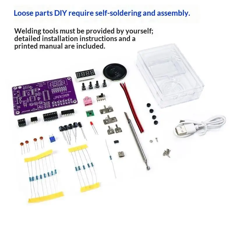 DIY FM Radio Electronic Kit 87-108MHz Adjustable Frequency Digital Display Soldering Project Practice Solder RDA5807S