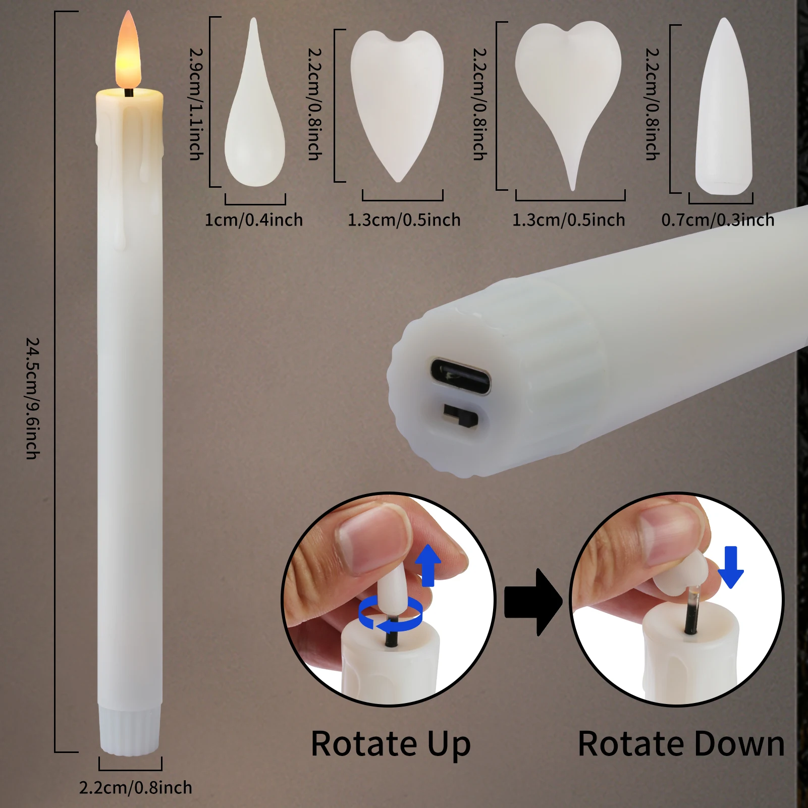 Şarj Edilebilir Alevsiz Konik  - Home Decor White incelemesi ve fiyatı