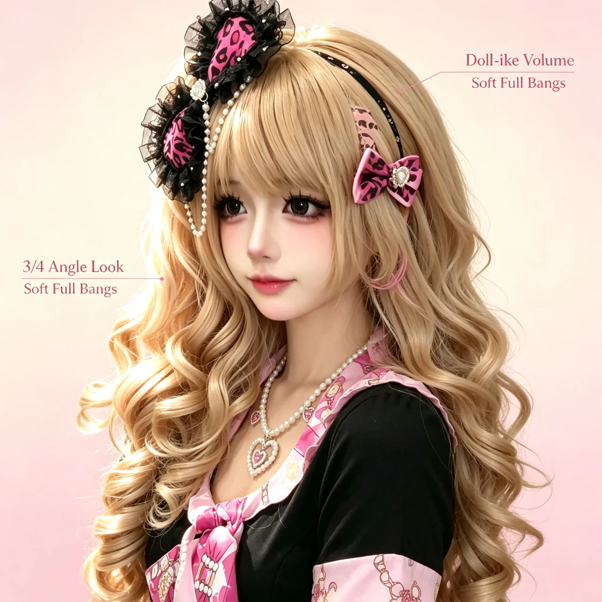 Women'S Y2K Accessories - Wig rambut panjang keriting pirang muda