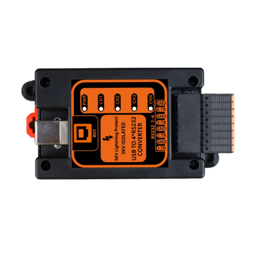 

Преобразователь USB в 4 RS485/4 RS232 с молниезащитой и изоляцией