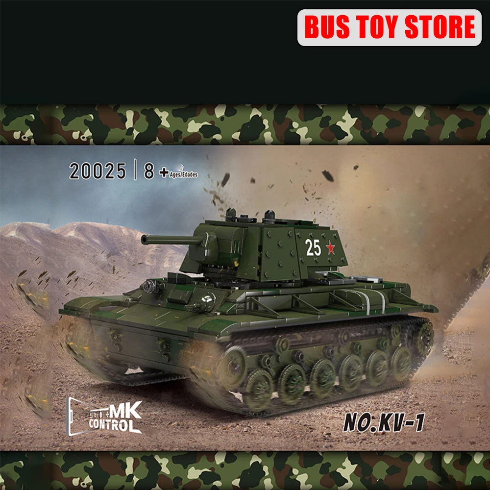 MOULD KING  Tank Military World War II Russia KV-1 Heavy Tank Building Blocks Remote Control Toys for Adults Kids Gifts 20025