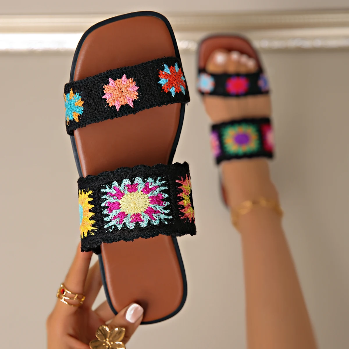 

Женские летние уличные шлепанцы на среднем каблуке, модные двухсторонние туфли, сандалии-слайды на массивном высоком каблуке, без застежки