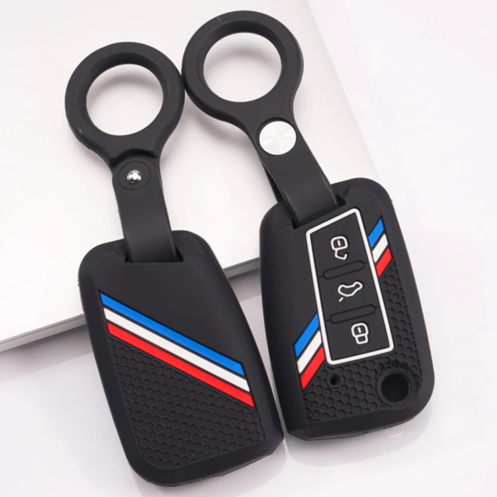 Remote Key Protector With Lanyard For Volkswagen Golf7 GTI POLO T-Cross T-Roc Touran Tiguan Jetta Caddy Beetle Durable Non Slip