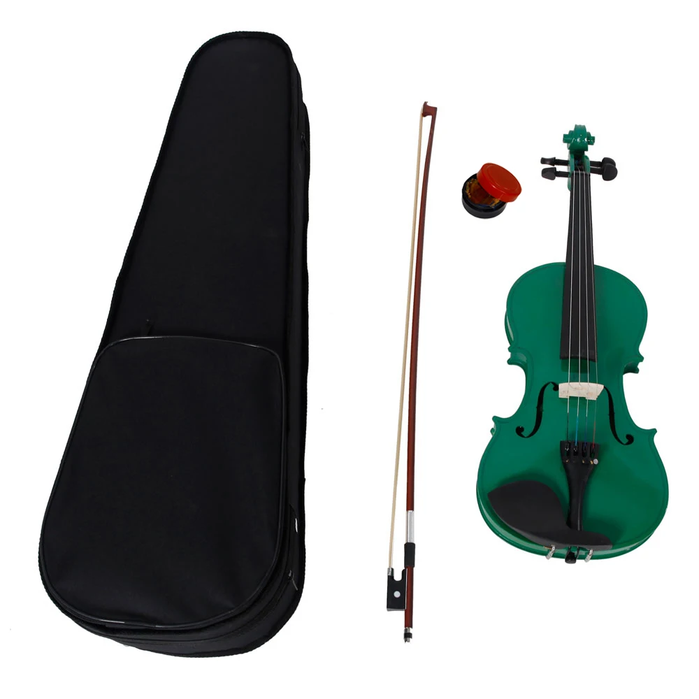 

4/4 green violin, box bow, rosin
