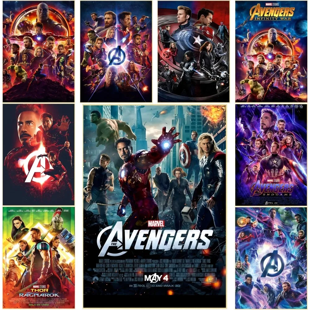 A-Avengers Infinity War Movie  Poster Self-adhesive Art Waterproof Paper Sticker Coffee House Bar Room Wall Decor