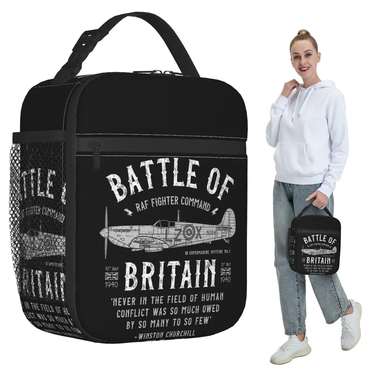 

Изолированная сумка для обеда Battle Of Britain Spitfire для женщин, термосумка для офиса, герметичный контейнер для еды, сумка-тоут, контейнер для ланчей