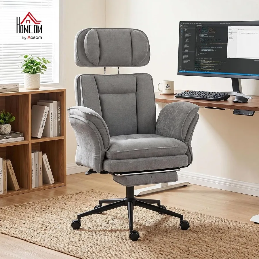 Criss Cross Office Chair, Flip Armrests, Adjustable Headrest, Gray