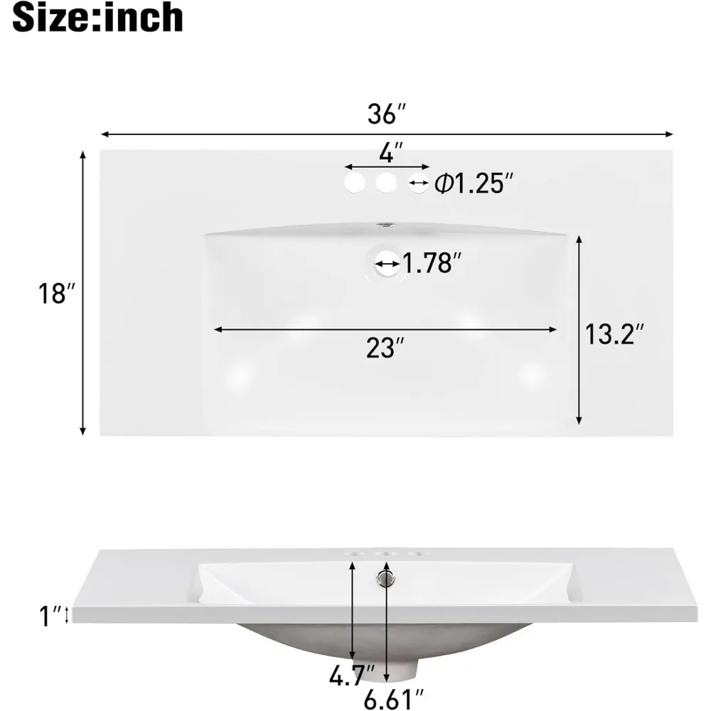 36” Bathroom Vanity with Sink, Single Sink Vanity Cabinet Set with 36” Countertop & Integrated Sinks, 2 Doors & 2 Drawers