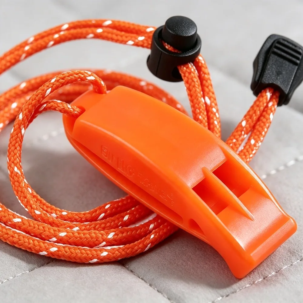 5Pcs Orange Safety Survival Whistle with Adjustable Reflective Lanyard Emergency Outdoor Camping Hiking Boating Sports Gear