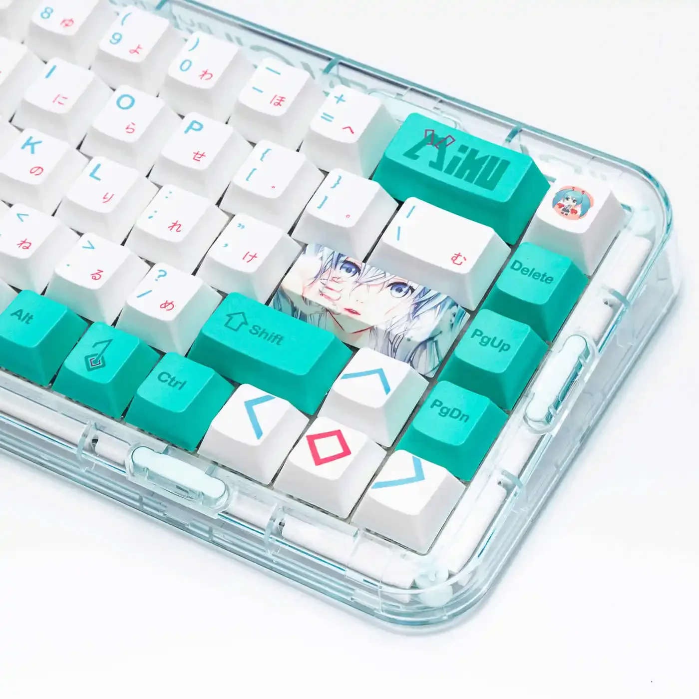 

Anime Hatsune Miku Keycaps Cute Virtual Singer Miku Cherry Profile BPT Cartoon Keycaps for MX Switch Gaming Mechanical Keyboards