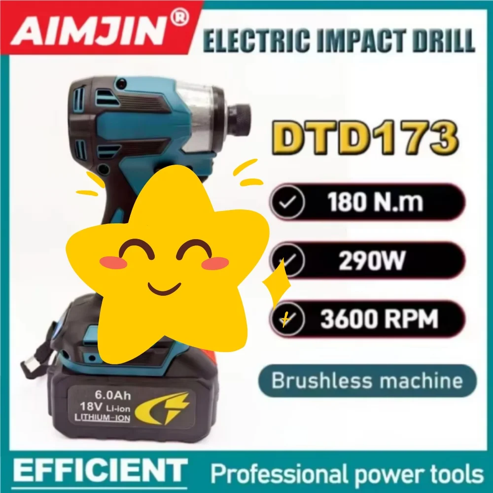 For Makita DTD173 Brushless Electric Screwdriver 220N.m Auto Repair Impact Driver Tool for 18V Battery