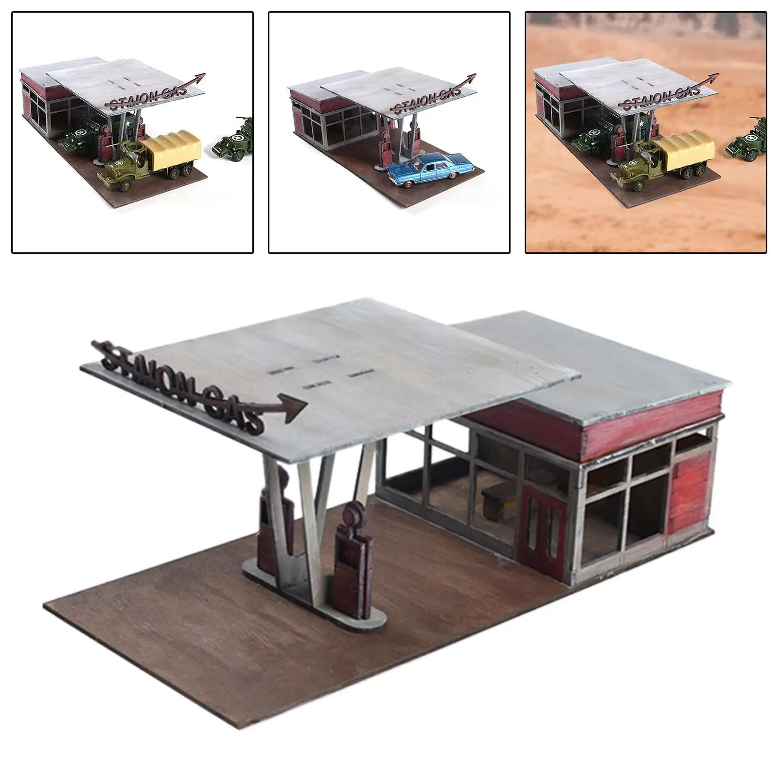 Gas Station Building Kits 1:64 1:72 Scale Educational for Sand Table