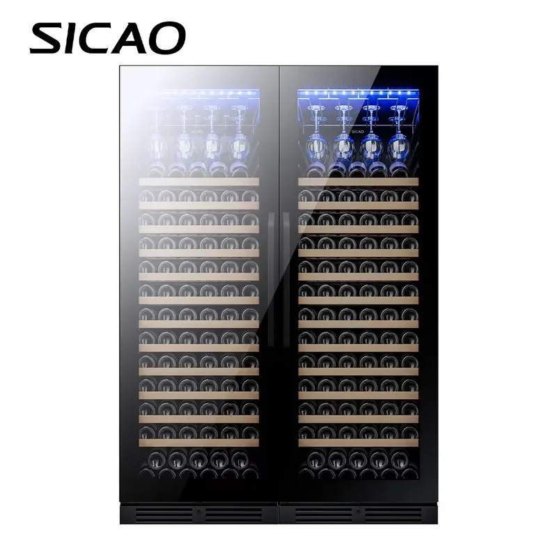 300 Bottle Wine Fridge Dual Zone Compressor Countertop Cooler Large Display Refrigerator With Holder For Home Bar Commercial
