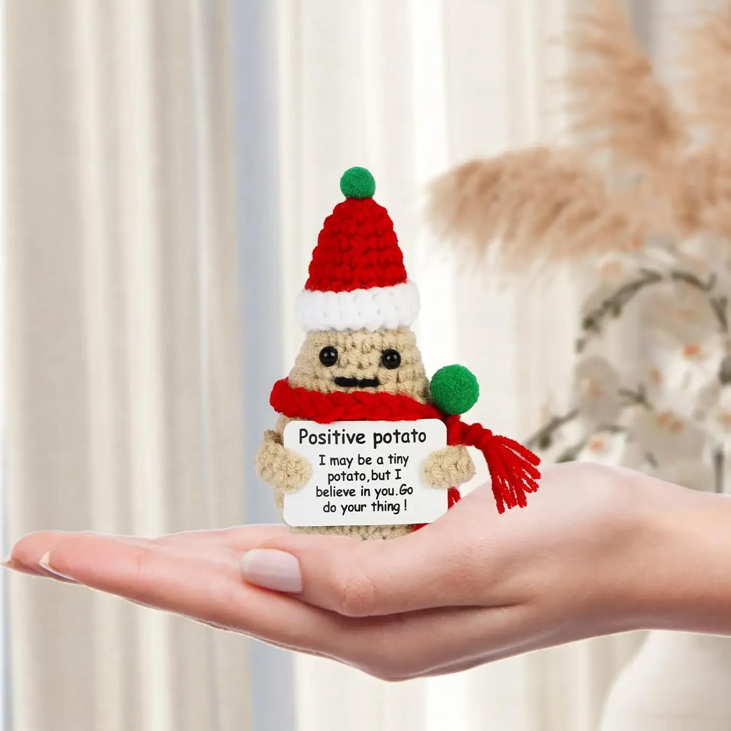 مضحك عيد الميلاد الإيجابية البطاطس العاطفية الدمى غرفة المنزل الديكور اليدوية الكروشيه محبوك الصوف البطاطس دمية حلية الهدايا