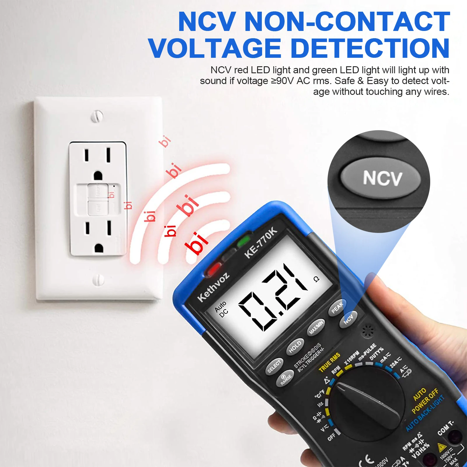 مقياس متعدد رقمي للسيارات، جهاز قياس الجهد والتيار المتردد/تيار مستمر RMS الحقيقي، 6000 عدد تتراوح تلقائية مع RPM، زاوية Dwell