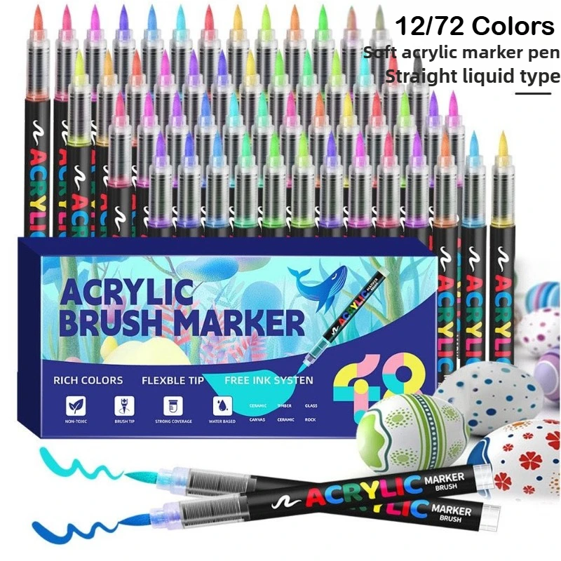 

12/72 Colors Acrylic Marker Pens Waterproof Pen Soft Brush Nib for Glass Christmas School Art Supplies PK GN GuangNa
