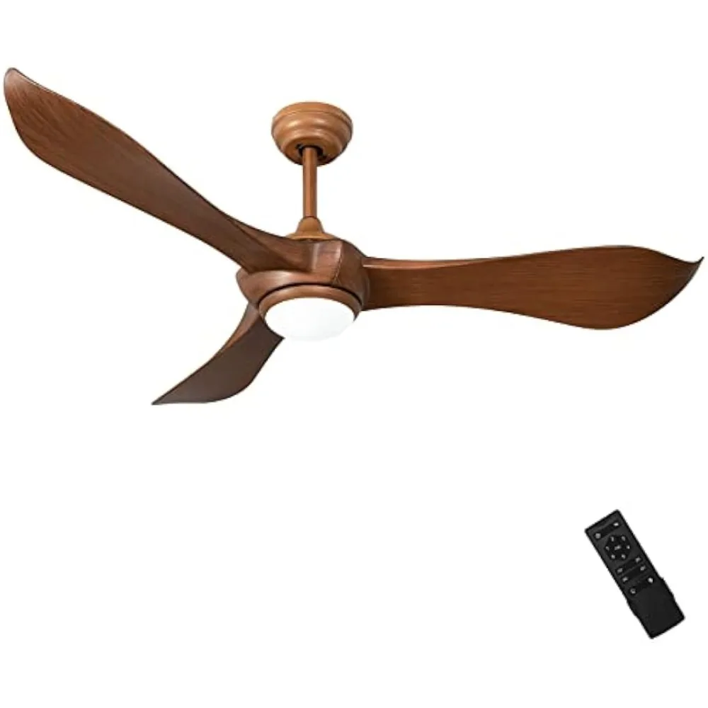 

52 Inch Ceiling Fan, with LED Light & Remote Control, Reversible DC Motor, 6 Wind Speeds, 1-8H Timer, 2 Downrods, Low Profile E