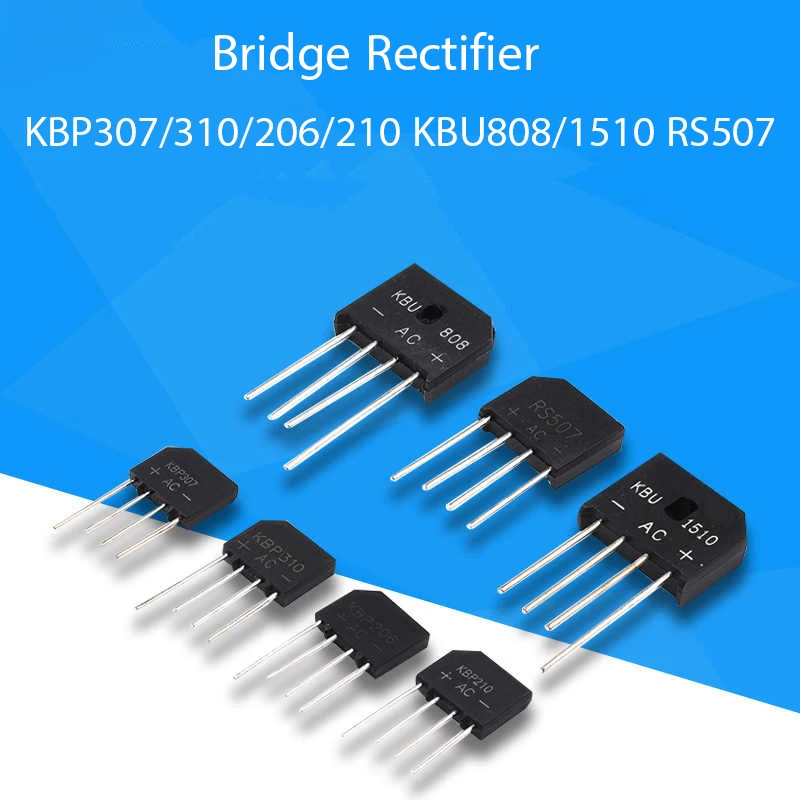10-100pcs Bridge Rectifier KBP307/310/206/210 KBU808/1510 RS507 Flat Rectifier Bridge Single Phases Diode