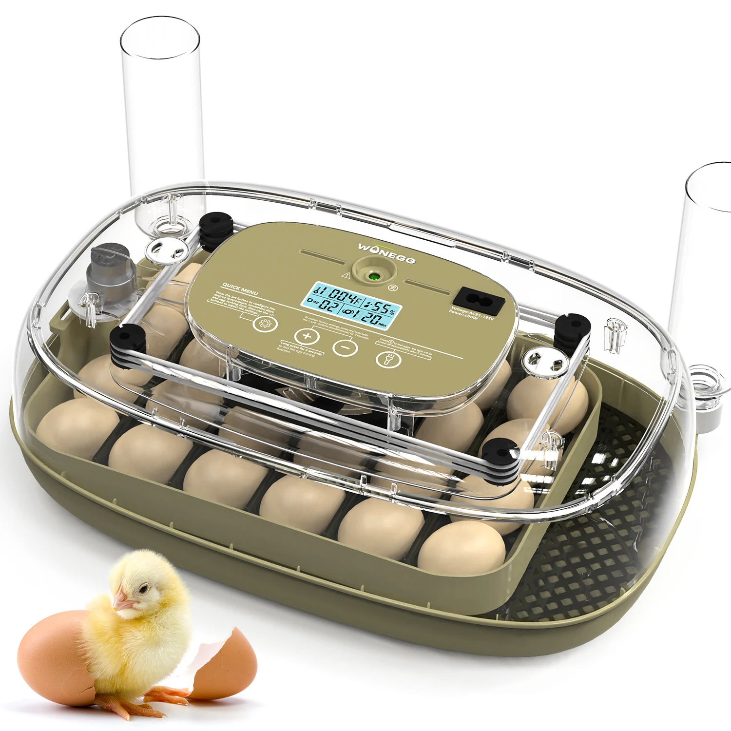 

DLM24 Mini Incubator, WONEGG Intelligent Controller, Auto Egg Hatcher for Chicken Birds